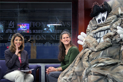 KSBY TV's Shari Small interviewing Dawn Mazzagetti and Rocky (Curt Beebe) Jan. 21, 2005