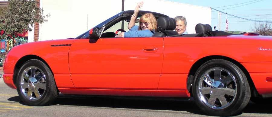 Janice Peters (driving) and Betty Winholtz in Morro Bay Parade